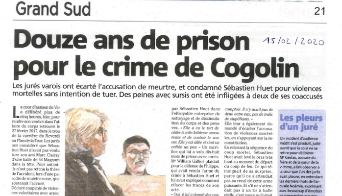 Douze ans de prison pour le crime de Cogolin